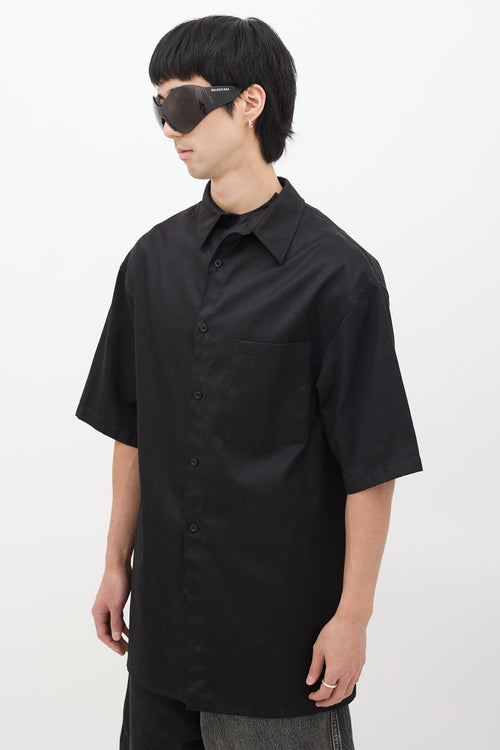 Balenciaga SS 2019 Black Embroidered Tattoo Shirt