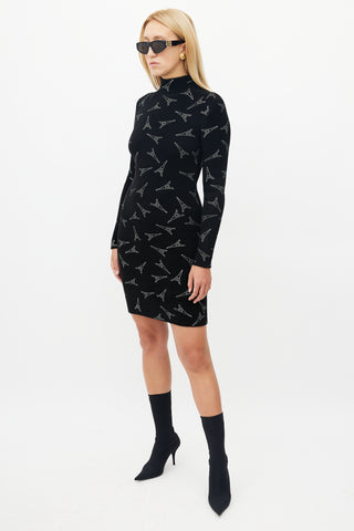Balenciaga SS 2019 Black & Silver Eiffel Sweater Dress