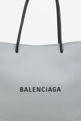 Balenciaga SS 2019 Grey Leather Small Logo Shopping Tote Bag