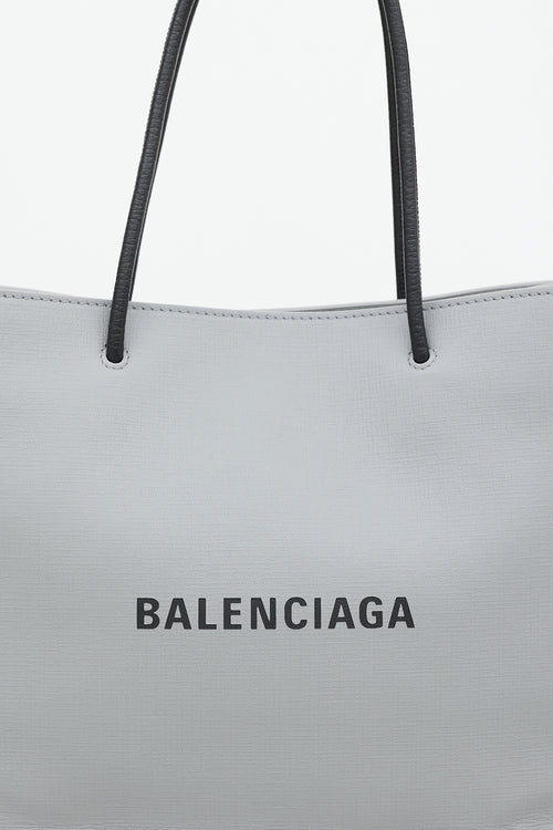 Balenciaga SS 2019 Grey Leather Small Logo Shopping Tote Bag