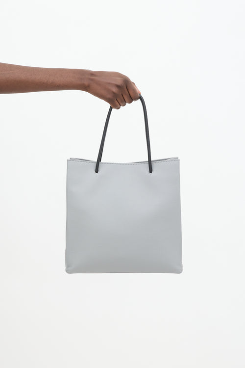 Balenciaga SS 2019 Grey Leather Small Logo Shopping Tote Bag