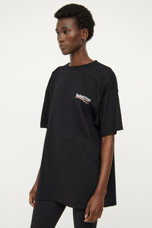 Balenciaga Black Campaign Logo Short Sleeve Tshirt