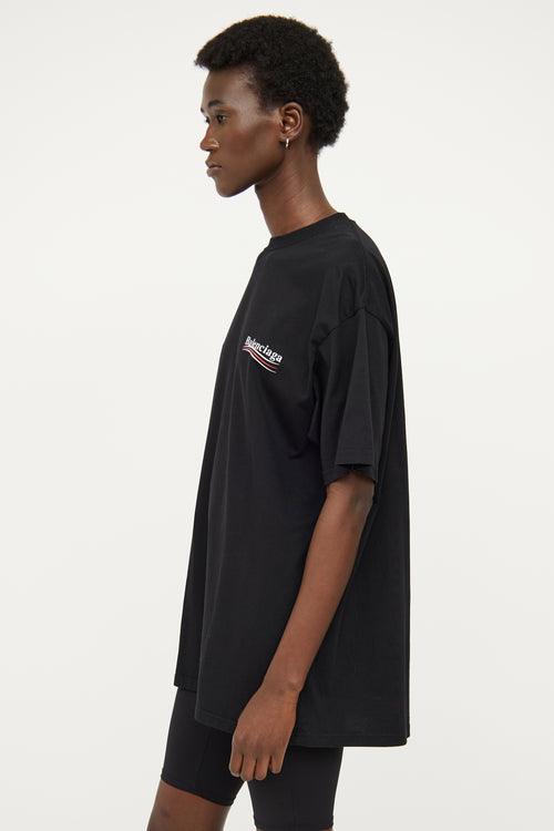 Balenciaga Black Campaign Logo Short Sleeve Tshirt