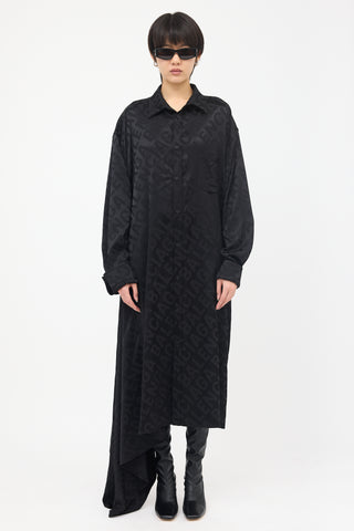 Balenciaga Satin Logo Shirt Dress
