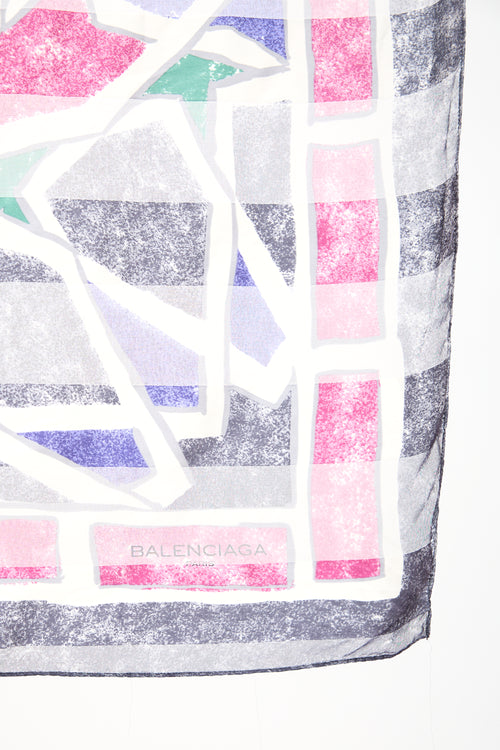 Balenciaga Silk Geometric Scarf