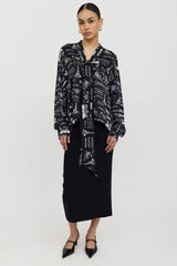 Balenciaga Silk Paris Logo Tie Shirt