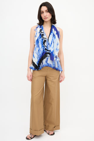 Balenciaga Silk Printed Ruffle Top