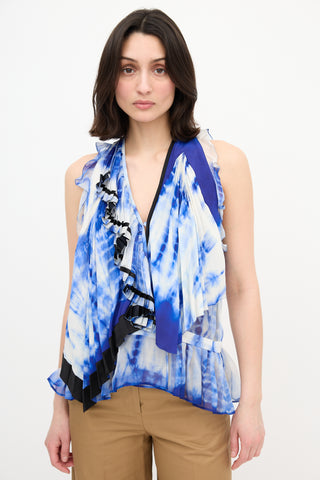 Balenciaga Silk Printed Ruffle Top