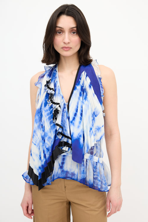 Balenciaga Silk Printed Ruffle Top