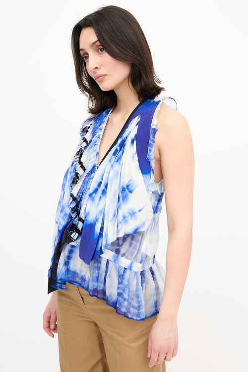 Balenciaga Silk Printed Ruffle Top