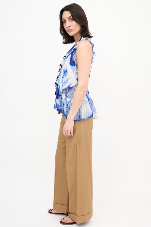 Balenciaga Silk Printed Ruffle Top
