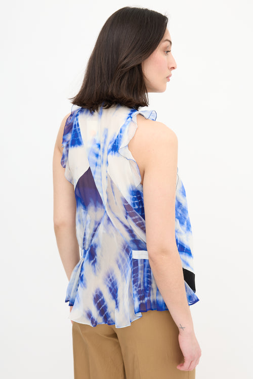 Balenciaga Silk Printed Ruffle Top