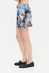 Balenciaga Silk Postcard Printed Shorts