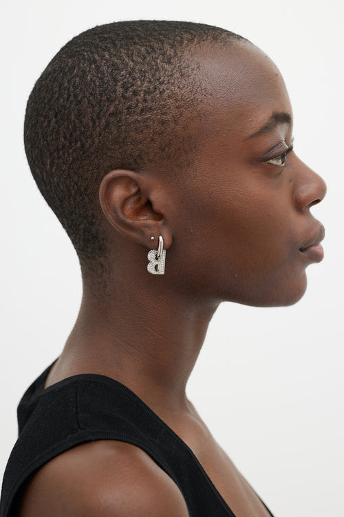 Balenciaga Silver B Chain XS Embellished Earring