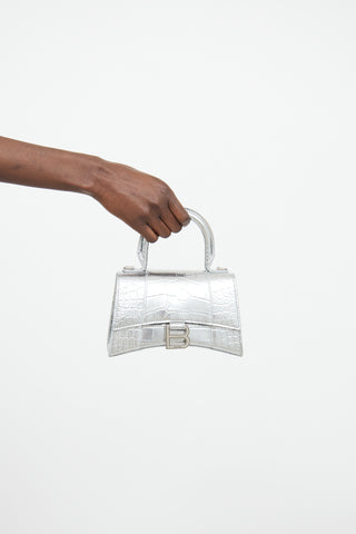 Balenciaga Silver Embossed Hourglass Bag