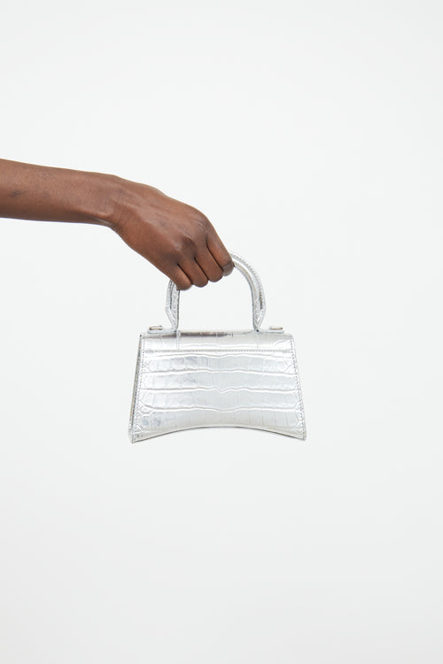 Balenciaga Silver Embossed Hourglass Bag