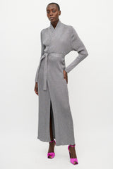 strapless open back dress Balenciaga // Metallic Silver Ribbed Knit Wrap Dress – VSP Consignment main image 1
