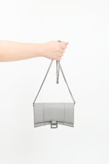 Balenciaga Silver Glitter Hourglass Wallet On Chain Bag