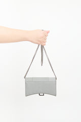 Balenciaga Silver Glitter Hourglass Wallet On Chain Bag