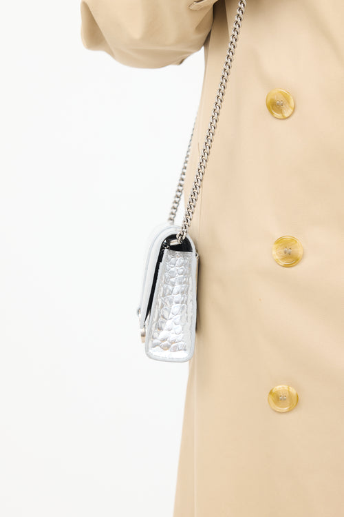 Balenciaga Silver Hourglass Wallet On Chain Bag