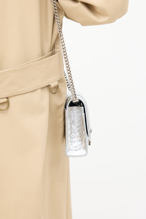 Balenciaga Silver Hourglass Wallet On Chain Bag