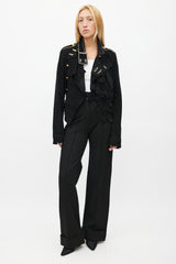 Balenciaga Spring 2005 Black & Gold Suede Asymmetrical Military Jacket