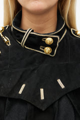 Balenciaga Spring 2005 Black & Gold Suede Asymmetrical Military Jacket