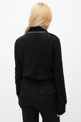 Balenciaga Spring 2005 Black & Gold Suede Asymmetrical Military Jacket