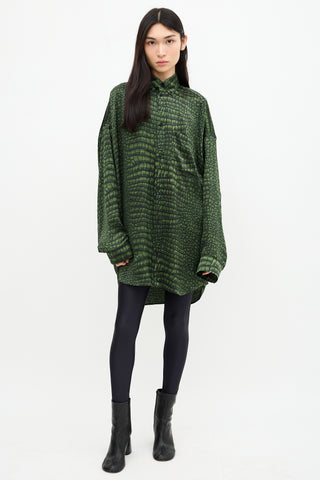 Balenciaga Spring 2025 Silk Printed Cocoon Shirt