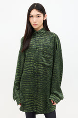 Balenciaga Spring 2025 Silk Printed Cocoon Shirt