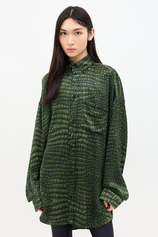 Balenciaga Spring 2025 Silk Printed Cocoon Shirt
