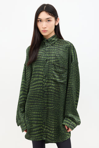Balenciaga Spring 2025 Silk Printed Cocoon Shirt