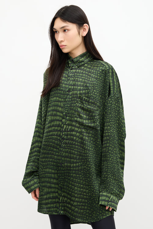 Balenciaga Spring 2025 Silk Printed Cocoon Shirt