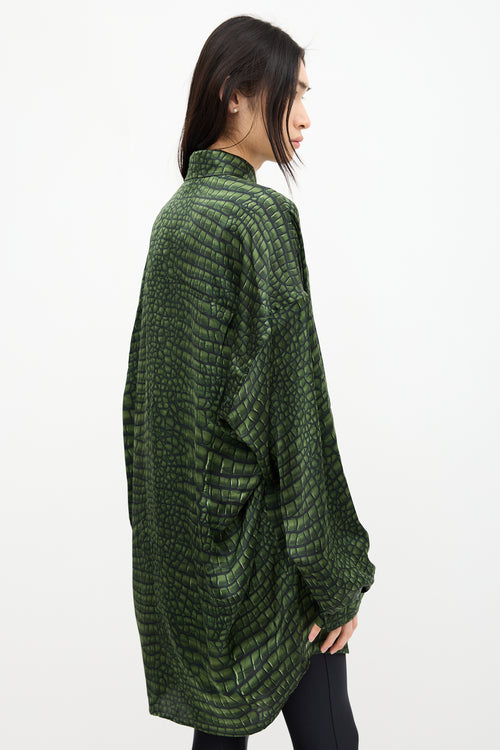 Balenciaga Spring 2025 Silk Printed Cocoon Shirt