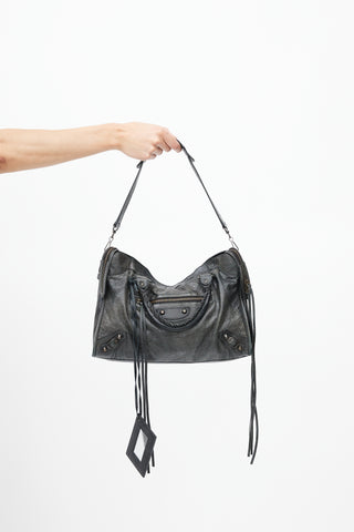 Balenciaga Washed Black City Leather Bag