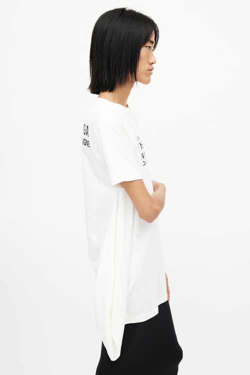 Balenciaga White & Black New Logo Asymmetrical T-Shirt