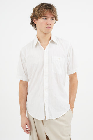 Balenciaga White & Beige Striped Shirt