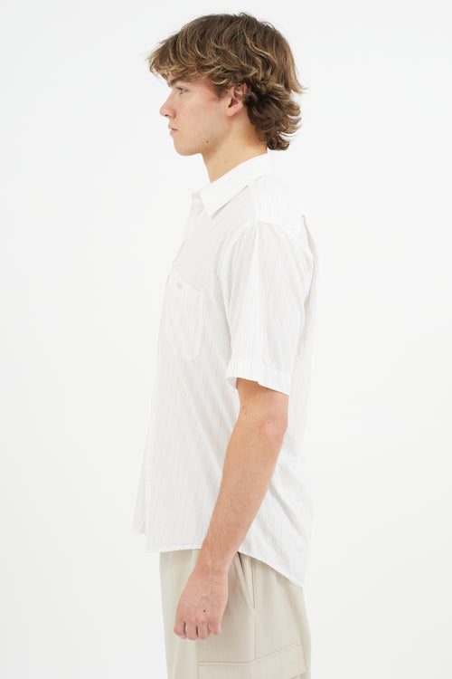 Balenciaga White & Beige Striped Shirt