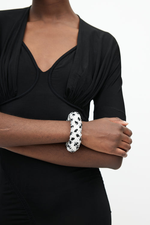 Balenciaga Black & White Beaded Sequin Bracelet