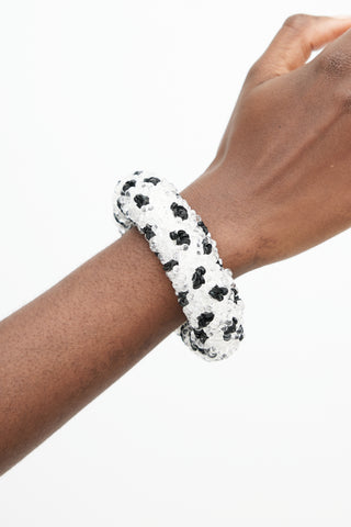 Balenciaga Black & White Beaded Sequin Bracelet