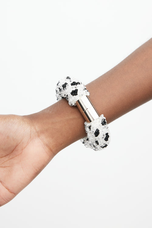 Balenciaga Black & White Beaded Sequin Bracelet