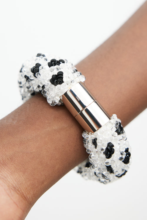Balenciaga Black & White Beaded Sequin Bracelet