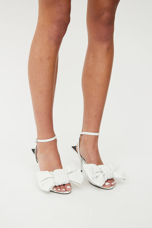 Balenciaga White Bow High Heel Sandal