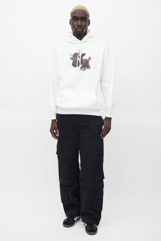 Balenciaga White & Brown Graphic Hoodie