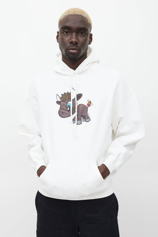Balenciaga White & Brown Graphic Hoodie