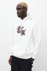 Balenciaga White & Brown Graphic Hoodie