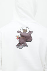 Balenciaga White & Brown Graphic Hoodie