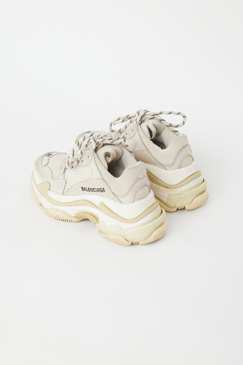 Balenciaga White & Cream Triple S Sneaker