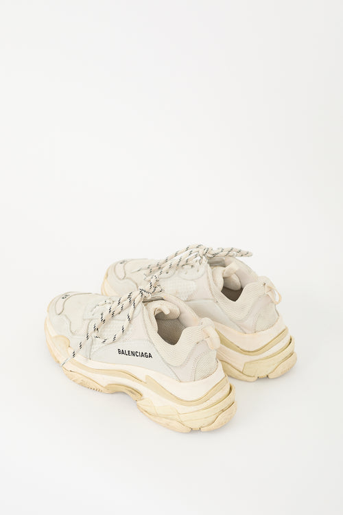 Balenciaga White & Cream Triple S Sneaker