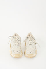 Balenciaga White & Cream Triple S Sneaker